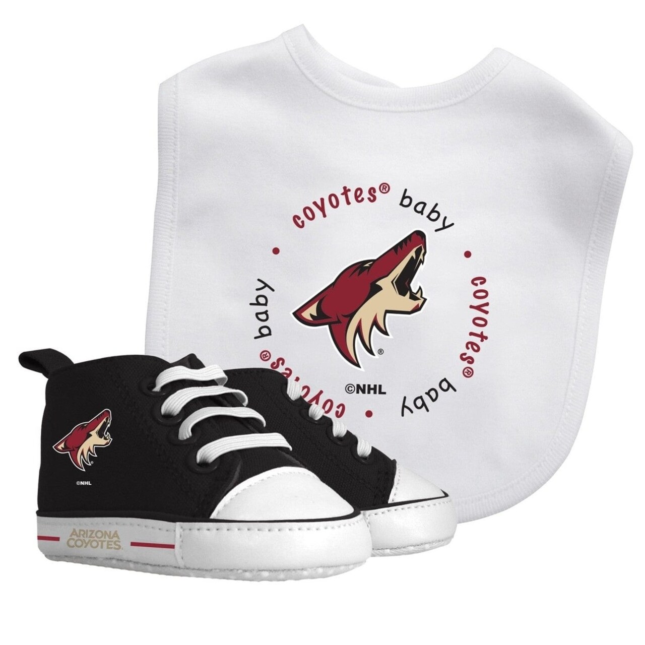 Arizona Coyotes Baby Gift Set 2 Piece Bib And Pre-Walker Shoes Cotton Slip-On